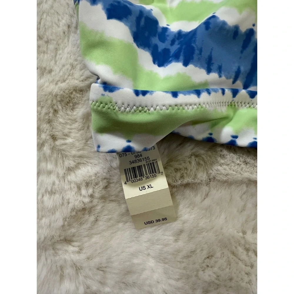 Aerie Bikini Top XL Blue Green Tie Dye Bralette Swimwear Striped Tropical Beach‎